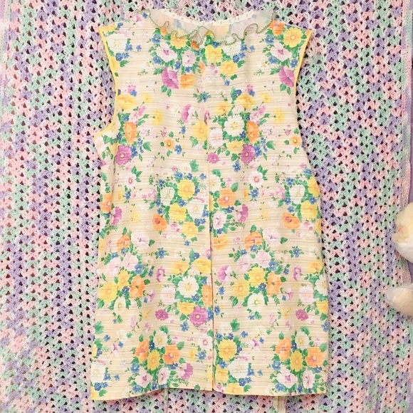 Vintage 70s Yellow Floral Smock Apron OOAK - Picture 2 of 11